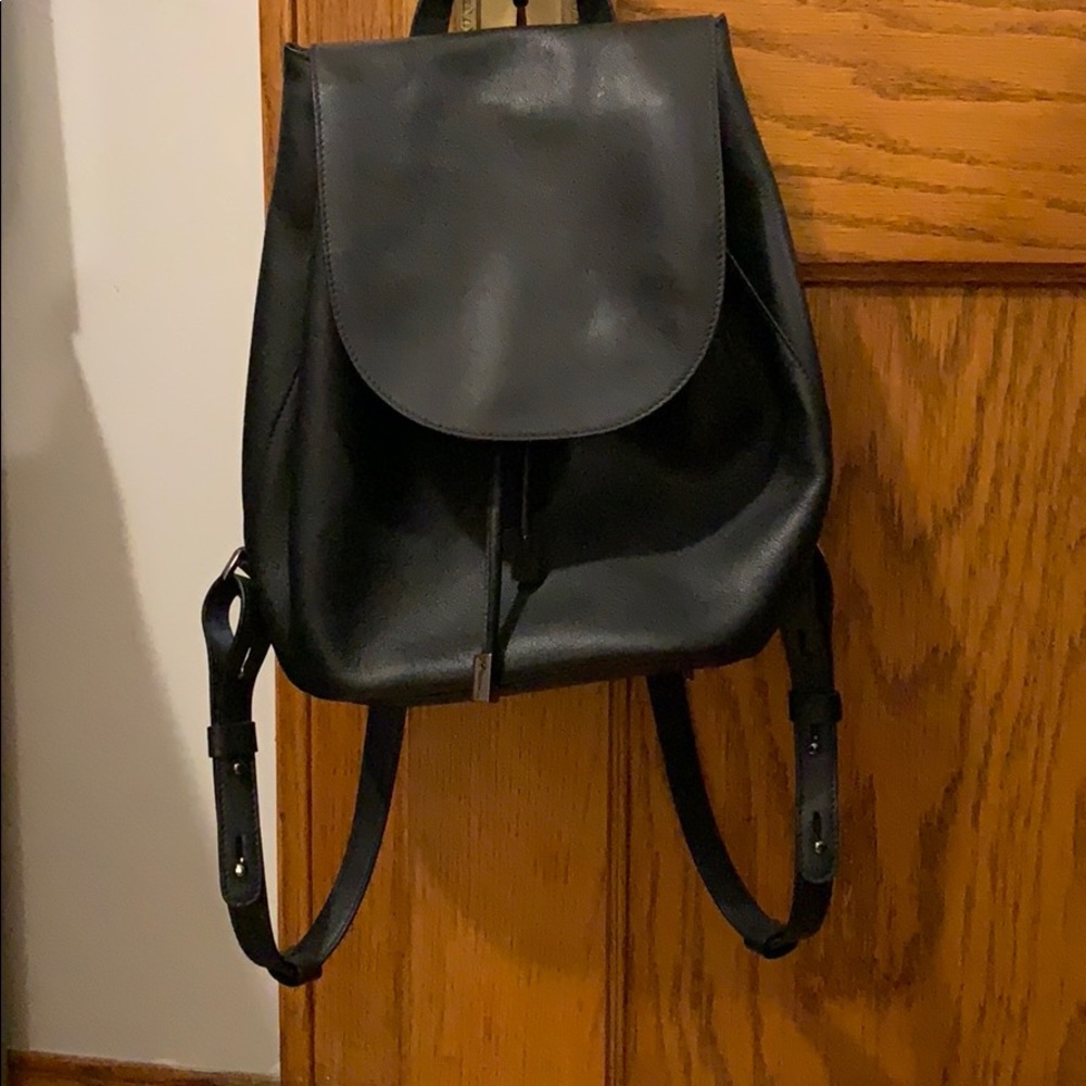 Everlane black leather mini backpack